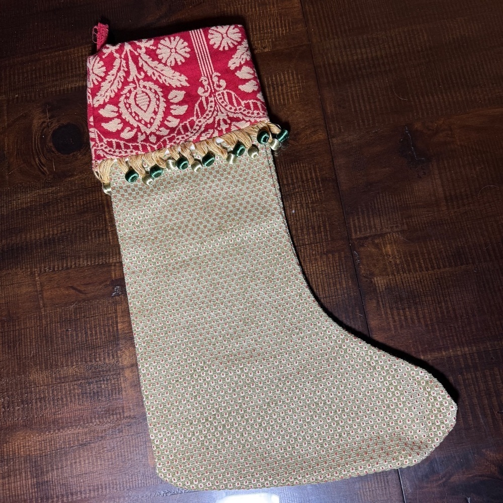 Christmas Stocking Handmade Victorian Tapestry Damask Upholstery Fabric Holiday